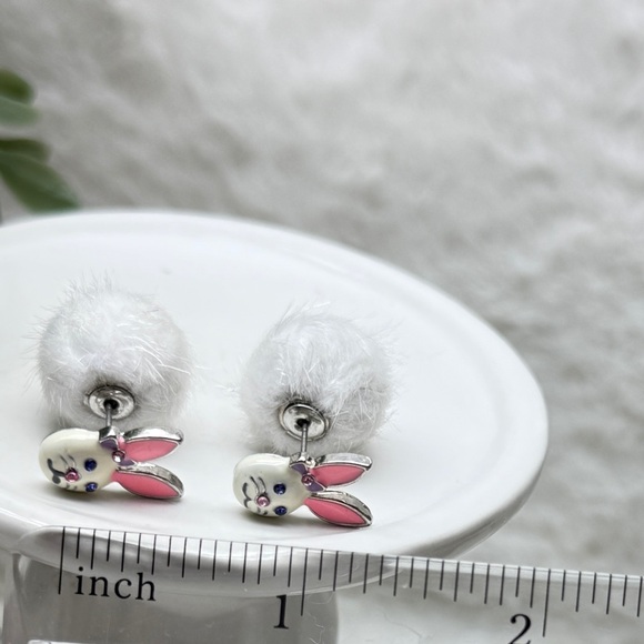 Cute Bunny Earrings with Pink and Blue Accents - Picture 8 of 9